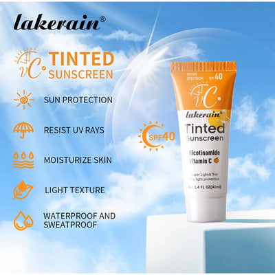 SPF40 Tinted Sunscreen Nicotinamide Vitamin C Mineral Sunblock With Zinc Oxide & Titanium,UV-Proof Sun Block Whitening Cream