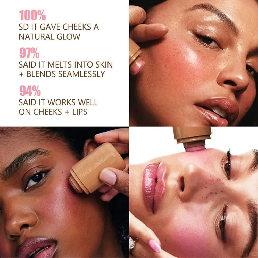 Summer Pocket Blush Stick 3-in-1Blush Stick Lasting Brightens Facial Cheek Stick Moisturizing Lip Gloss Makeup Easy To Apply