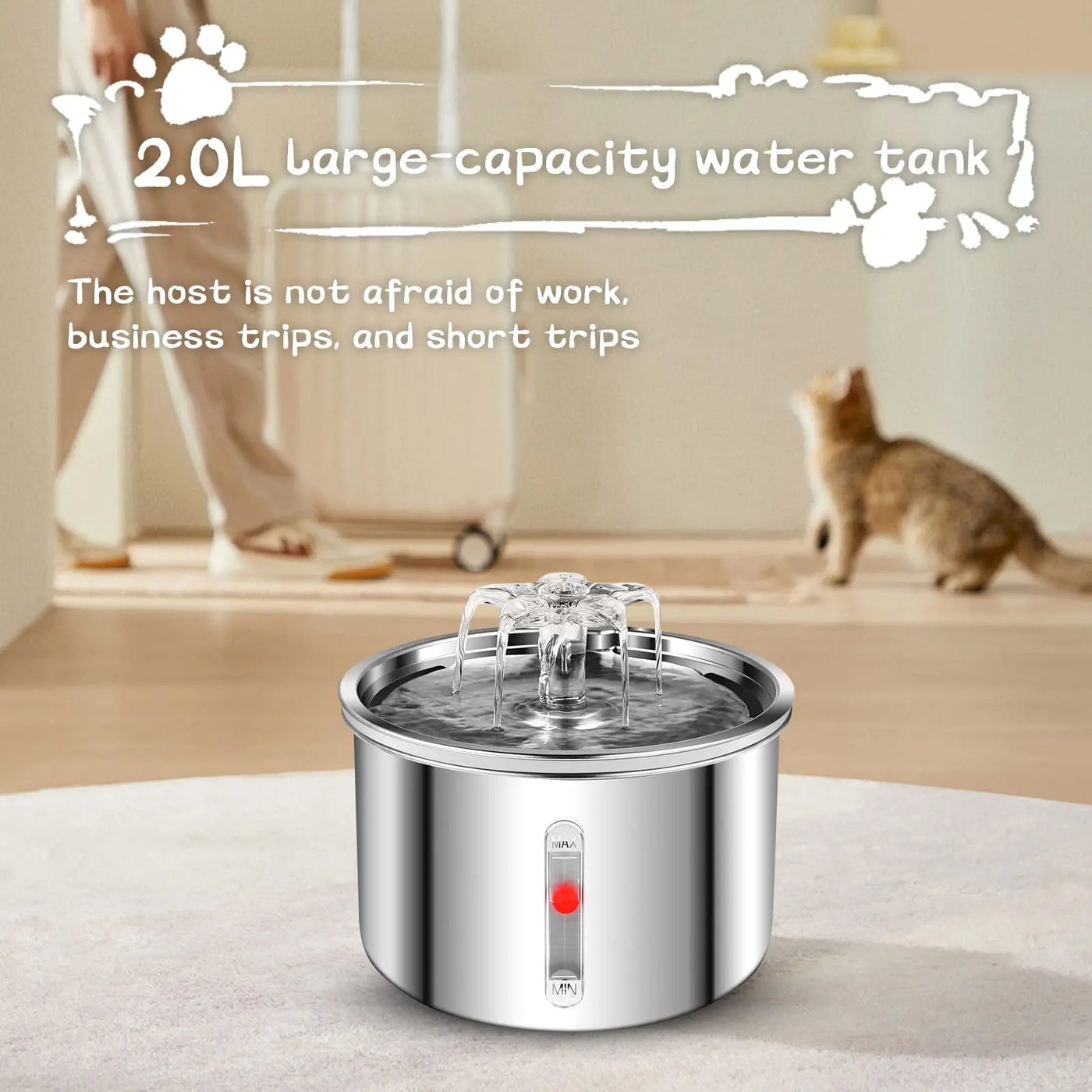 Stainless Steel 2L Automatic Dog Water Fountain
