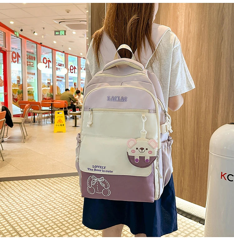 Schoolbag, a lightweight and large - capacity backpack designed for junior high school girls, aiming to relieve pressure and pro