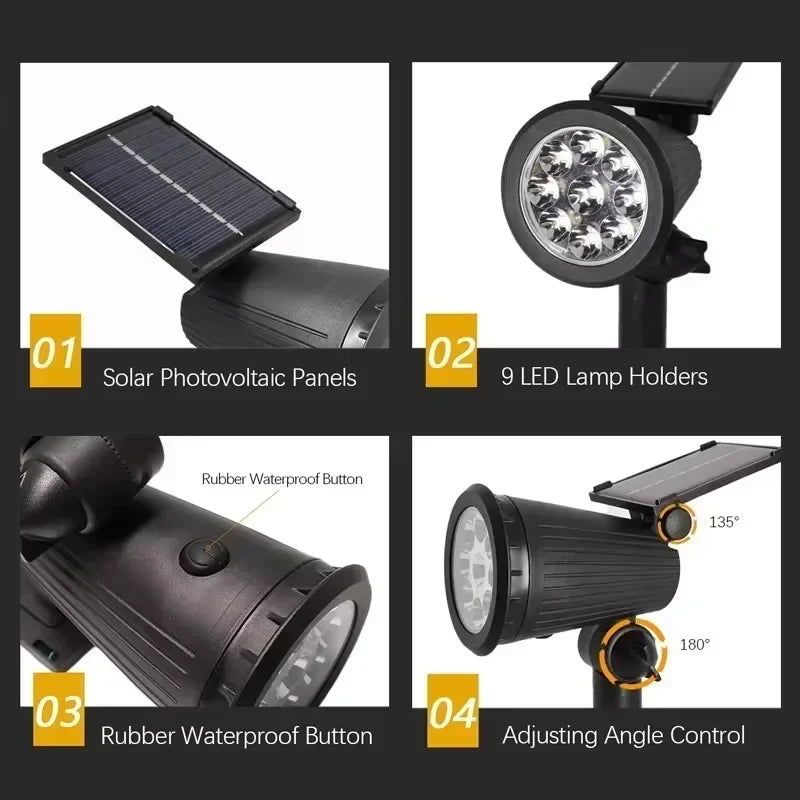 9-LED Solar Landscape Spotlight
