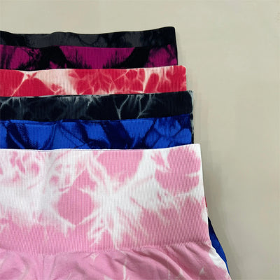 Women Tie Dye Athletic Shorts Scrunch Butt Lifting Fitness Biker Tights Workout Yoga High Waist Training Pant Cycing Leggings