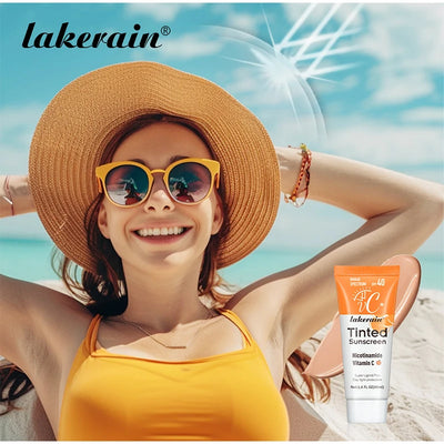 SPF40 Tinted Sunscreen Nicotinamide Vitamin C Mineral Sunblock With Zinc Oxide & Titanium,UV-Proof Sun Block Whitening Cream