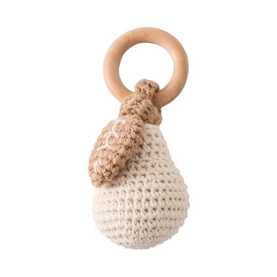 Wooden Baby Teether Crochet Elephant Toy