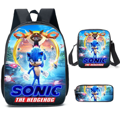 Sonic Backpack Primary and Middle School Students Schoolbag Boys Girls Anime Cartoon School Bag Mochila Zipper Shoulders