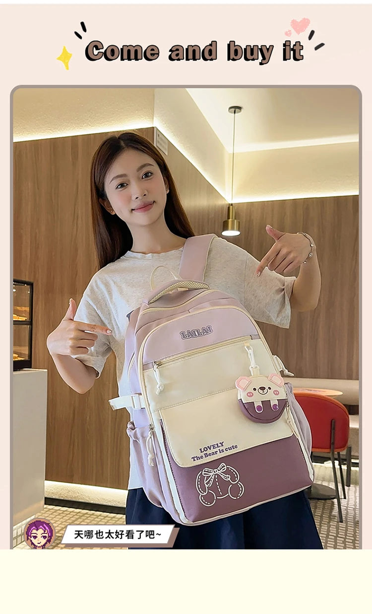 Schoolbag, a lightweight and large - capacity backpack designed for junior high school girls, aiming to relieve pressure and pro