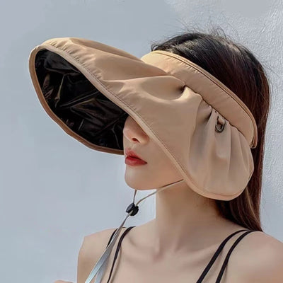 2025 Summer travel sunshade sunblock hat large eaves anti-UV temperament all empty top hat tidal sun hat children's straw hat