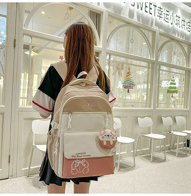 Schoolbag, a lightweight and large - capacity backpack designed for junior high school girls, aiming to relieve pressure and pro