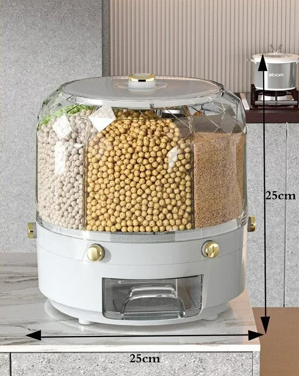 360° Rotating Rice Dispenser Storage Box