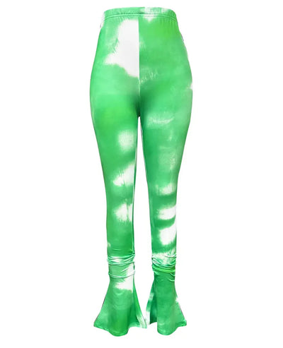 Tie-dye Casual Trousers Y2k Streetwear Autumn High Waist Trumpet Pants High Stretch Yoga Leggings Sports Fitness Women's Pants