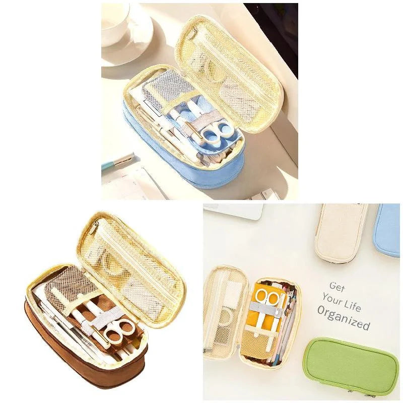 School Supplies Pencil Bag Portable Simple Aesthetic Pencil Organiser Back To School Present Simple Style Zipper Cute Stationery