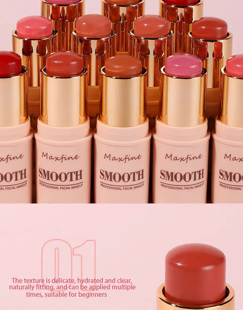 Smooth Blush Stick Naturally Saturated Long-lasting Waterproof Easy to Wear Matte Blush 3 in 1 Makeup Used On Lips Eyes Cheeks