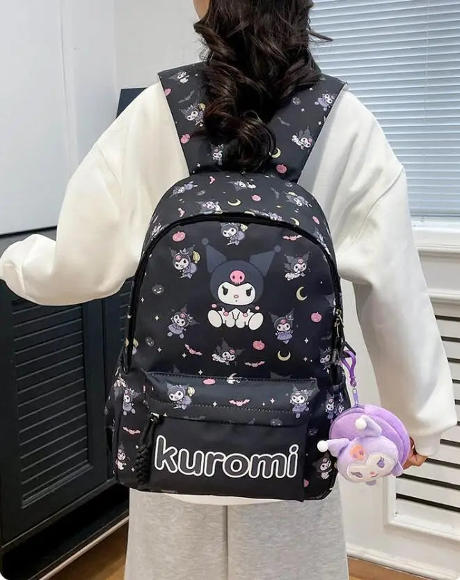 Kuromi Backpack Student School Bag Primary and Middle kawaii Cartoon Girls School Bag Mochila