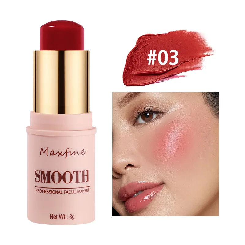 Smooth Blush Stick Naturally Saturated Long-lasting Waterproof Easy to Wear Matte Blush 3 in 1 Makeup Used On Lips Eyes Cheeks