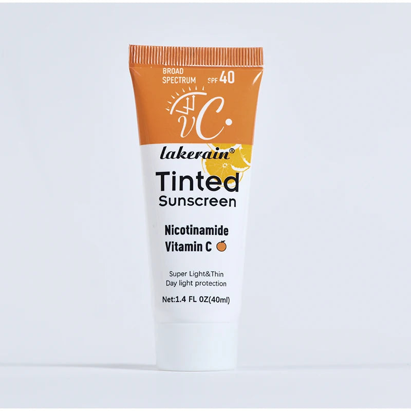 SPF40 Tinted Sunscreen Nicotinamide Vitamin C Mineral Sunblock With Zinc Oxide & Titanium,UV-Proof Sun Block Whitening Cream