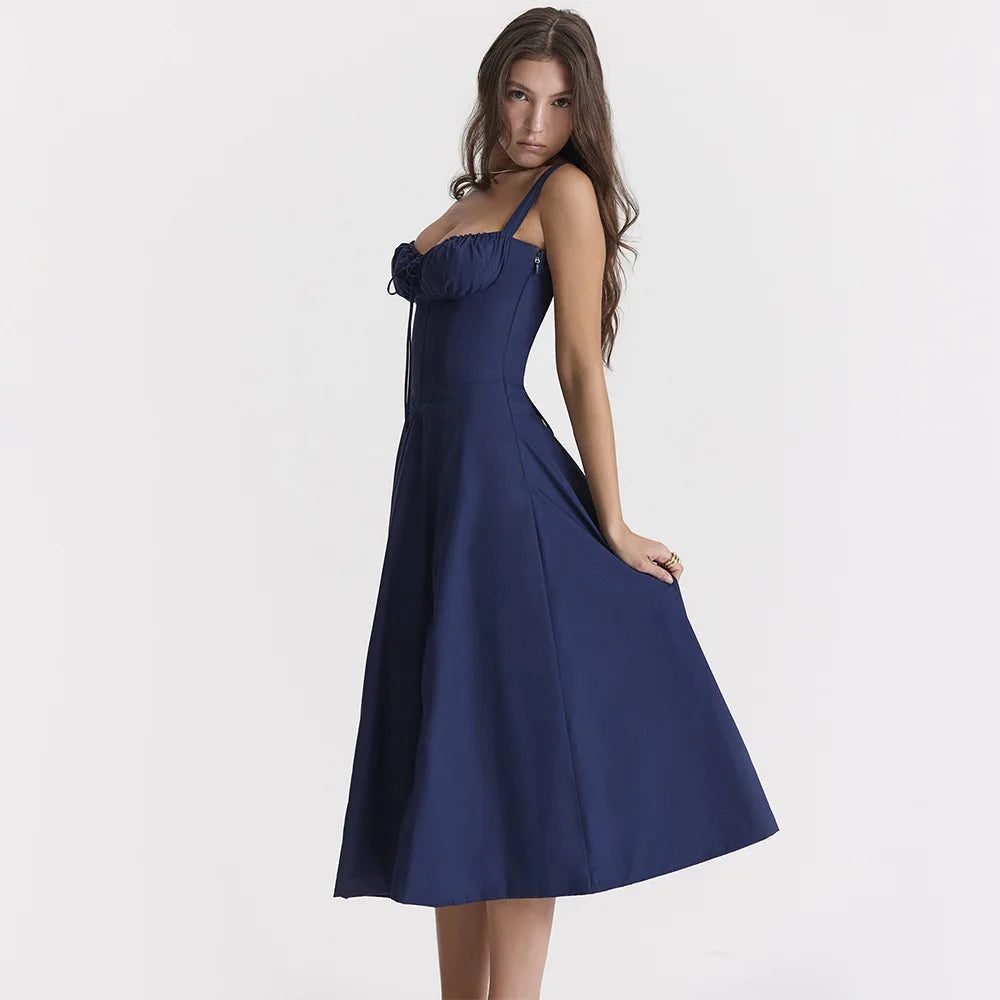 Elegant Long Dresses For Women 2025 Summer Sexy Sling Sleeveless Backless Bandage Party Dress Female Solid Color Maxi Vestidos