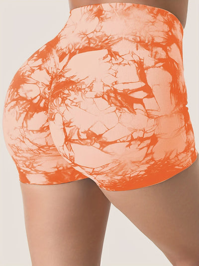 Gym Shorts High-Waist Tie-Dye Yoga Shorts for Women-Seamless,Stretchy Activewear Womens Shorts Biker Shorts Sexy Girl Y2k Shorts