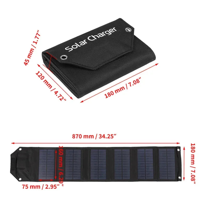 Foldable Solar Panel Charger Power Bank