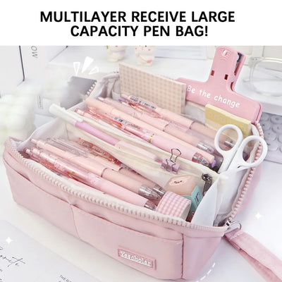 School Supplies Pencil Bag Portable Simple Aesthetic Pencil Organiser Back To School Present Simple Style Zipper Cute Stationery