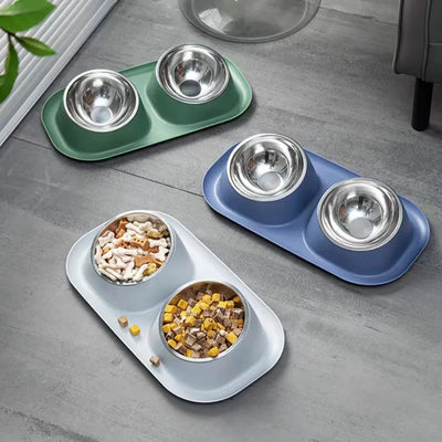 Dog Stainless Steel Double Bowl