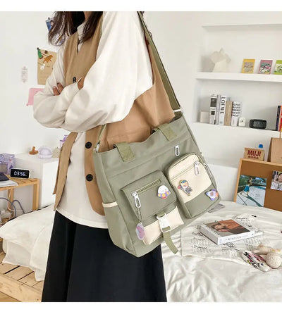School Tote Book Bags for Girls Satchels Canvas Women Handbags Shoulder Bag Nylon Ladies Messenger Bag Oxford Crossbody Bags