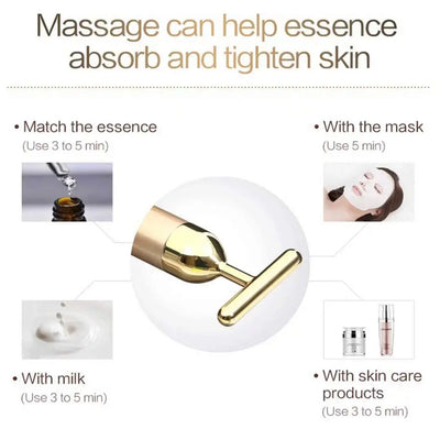Golden T-Shaped Facial Body Massager