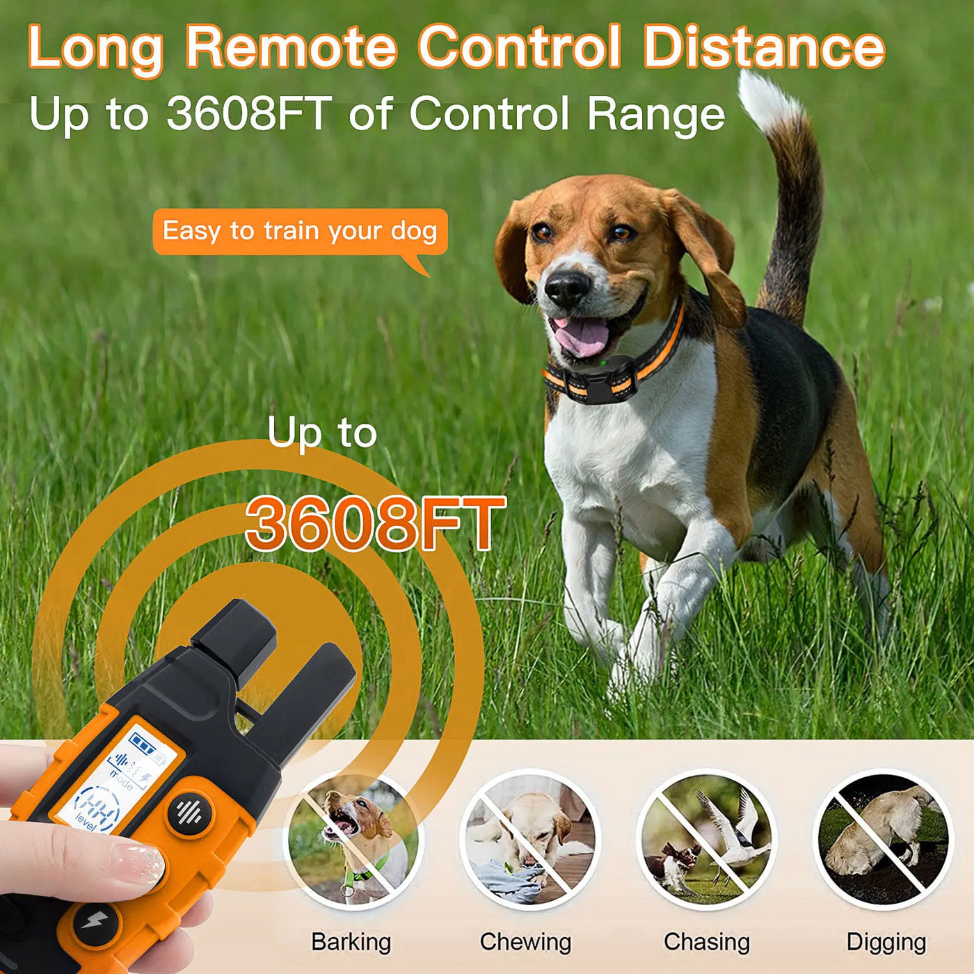 3300Ft Electric Waterproof Dog Training Collar