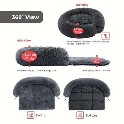 Fluffy Dark Gray Dog Bed