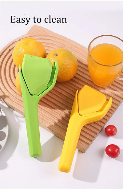 Max Juice Extraction Lemon Lime Squeezer EasytoUse Flat Lemon Squeezer with Leverage Squeezer with Built in Strainer Yellow