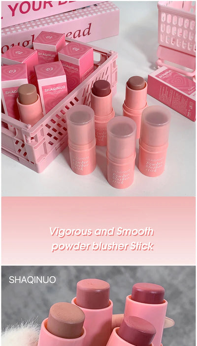 SHAQINUO Energizing Blush Stick - Natural Matte Finish, Creamy Texture, Easy to Blend for a Youthful Glow