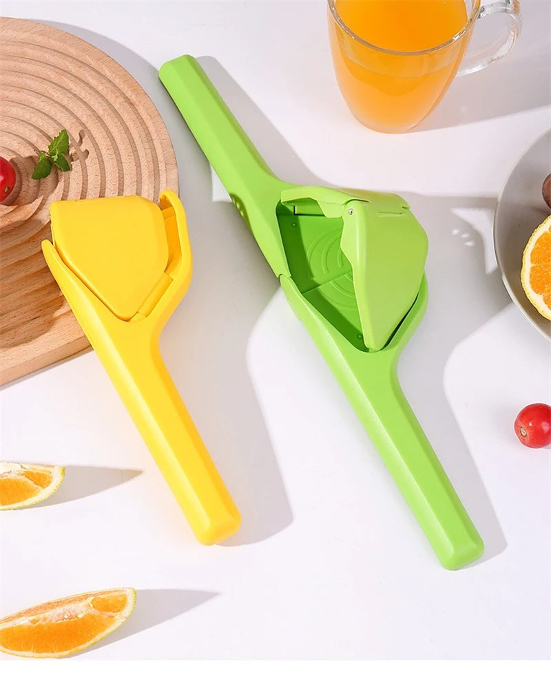 Max Juice Extraction Lemon Lime Squeezer EasytoUse Flat Lemon Squeezer with Leverage Squeezer with Built in Strainer Yellow