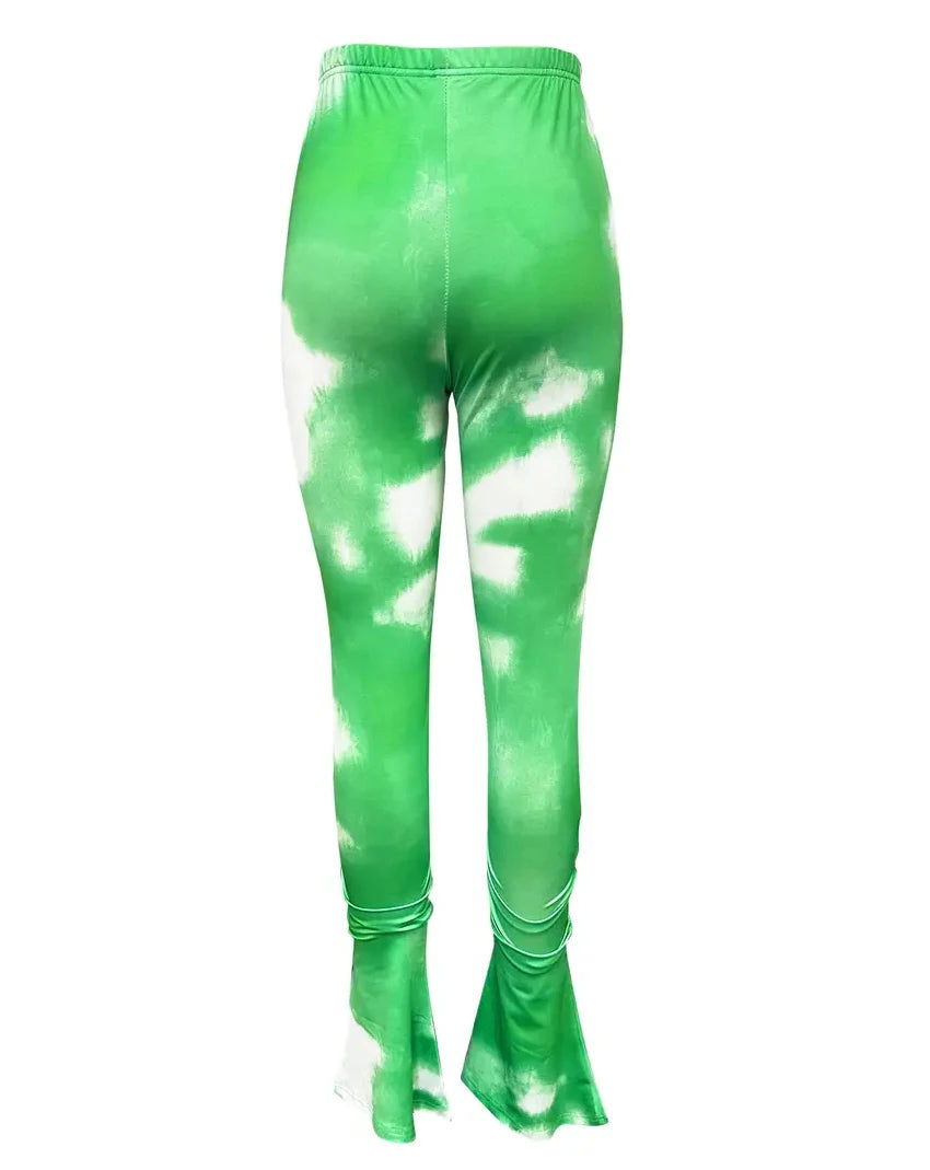 Tie-dye Casual Trousers Y2k Streetwear Autumn High Waist Trumpet Pants High Stretch Yoga Leggings Sports Fitness Women's Pants