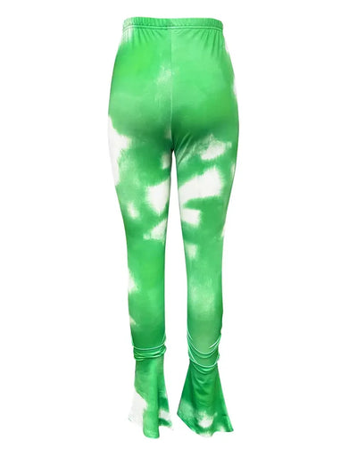 Tie-dye Casual Trousers Y2k Streetwear Autumn High Waist Trumpet Pants High Stretch Yoga Leggings Sports Fitness Women's Pants