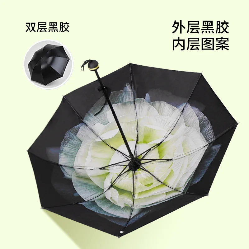 Sun Umbrella UV Protection Sunblock Double Sunshade Umbrella Both Rain and Shine Vinyl Umbrella