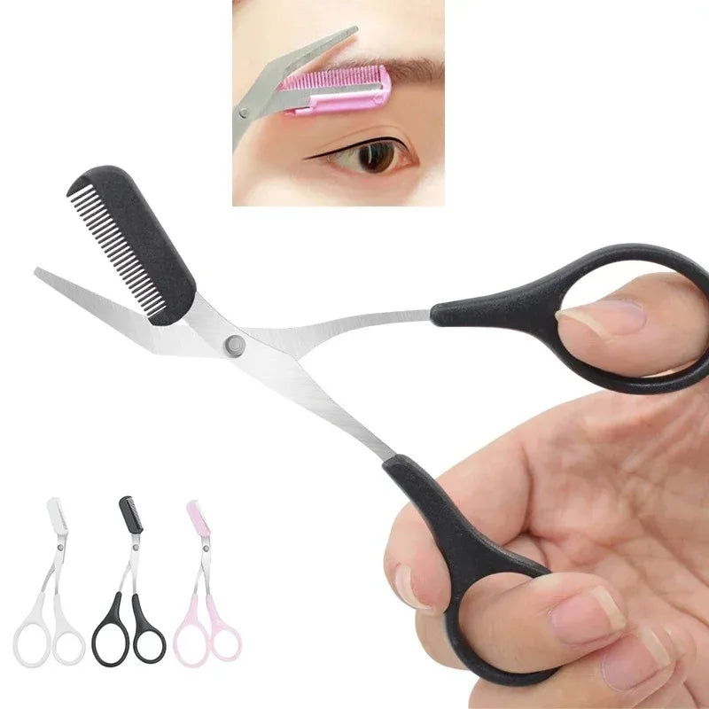 Safe Stainless Steel Eyebrow Scissors Comb
