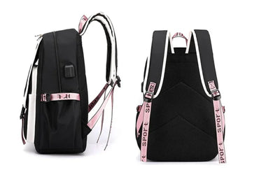 School Backpacks for Young Boys Girls Bagpack College Students Kawaii School Bag Harajuku Fashion Travel Rucksack Black Pink Bag