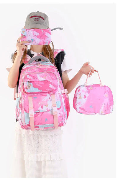 Middle School Student Backpack Children Set School Bags for Girls Kids Schoolbags Waterproof Book Bag With Lunch Bag Pencil case
