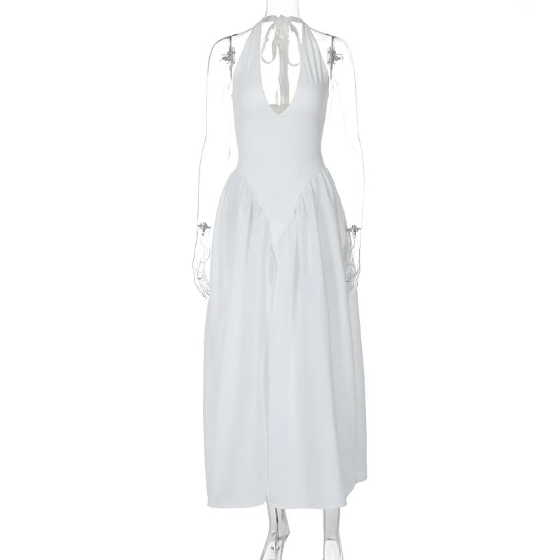 Ladies Summer Evening Party New Fashion Dress Women Sleeveless Backless V-Neck Sexy Birthday  Long Dresses 2025 Woman Streetwear