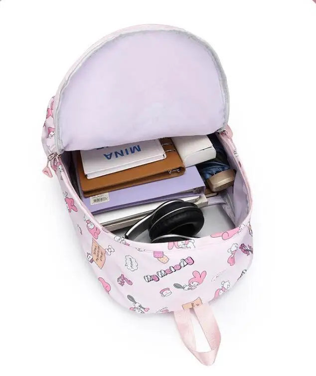 Kuromi Backpack Student School Bag Primary and Middle kawaii Cartoon Girls School Bag Mochila