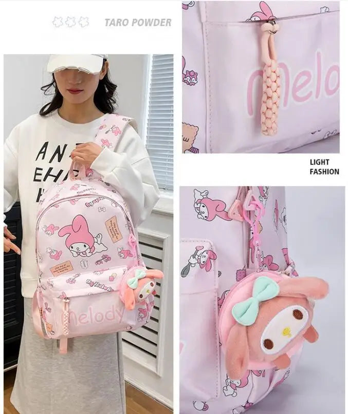 Kuromi Backpack Student School Bag Primary and Middle kawaii Cartoon Girls School Bag Mochila