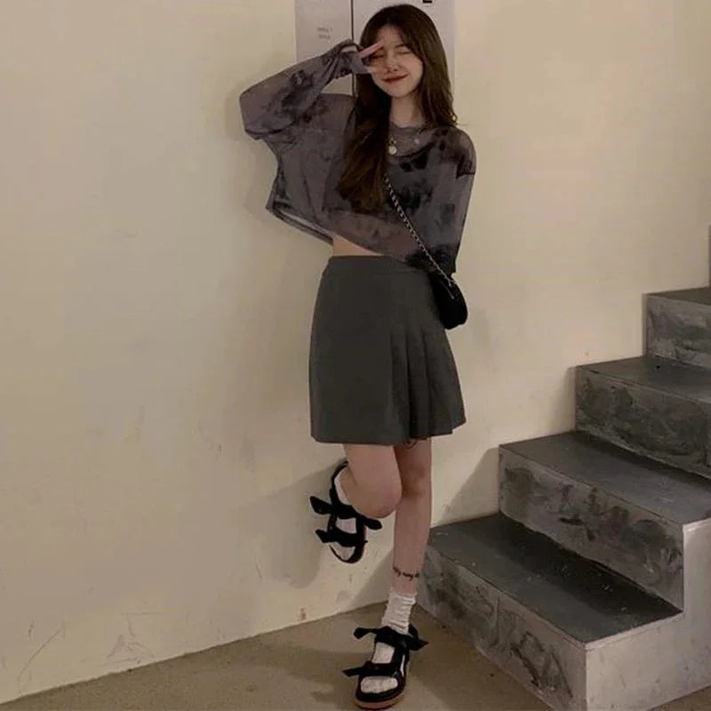 T-Shirts Women Tie Dye Casual Trendy Elegant Sun-proof Sexy Ladies Tees Teens Sheer Tops Summer Hot Selling Beach Simple Cozy