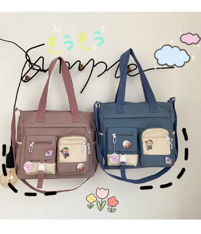 School Tote Book Bags for Girls Satchels Canvas Women Handbags Shoulder Bag Nylon Ladies Messenger Bag Oxford Crossbody Bags