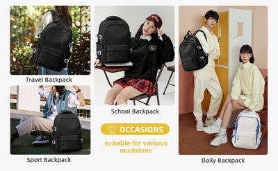 Simple Children Schoolbag Bookbag, High School College Student Black School Backpack for Women, Laptop Bookbag for Girls Boys