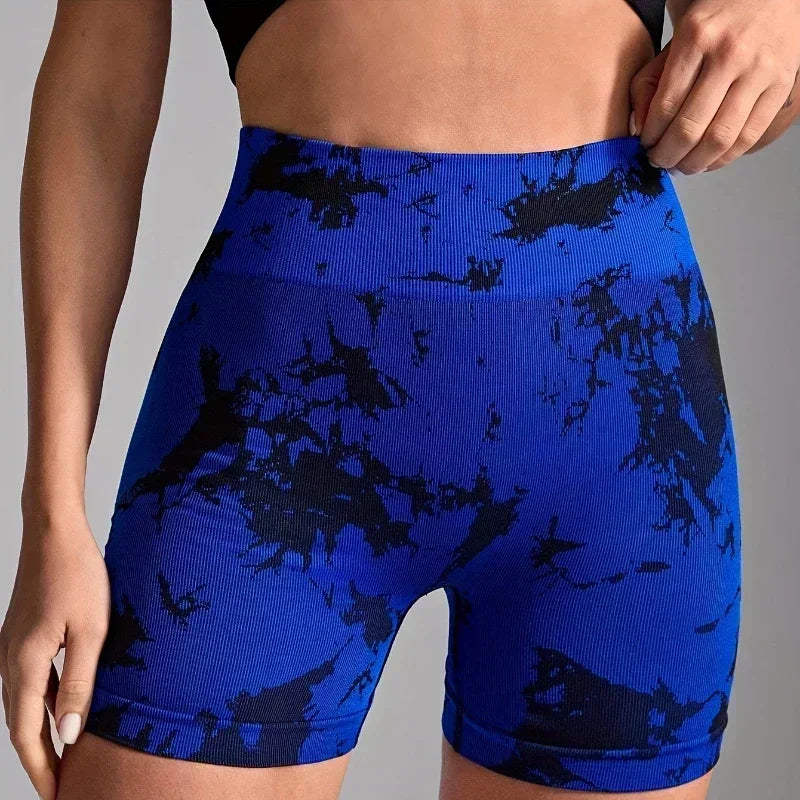 Gym Shorts High-Waist Tie-Dye Yoga Shorts for Women-Seamless,Stretchy Activewear Womens Shorts Biker Shorts Sexy Girl Y2k Shorts