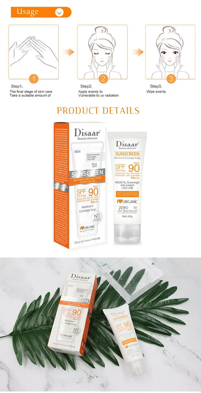 Facial Body Sunscreen Sun Cream Sunblock Oil Control Body Protector Solar Lotion Protective Anti Sun Protection Skin Care SPF90