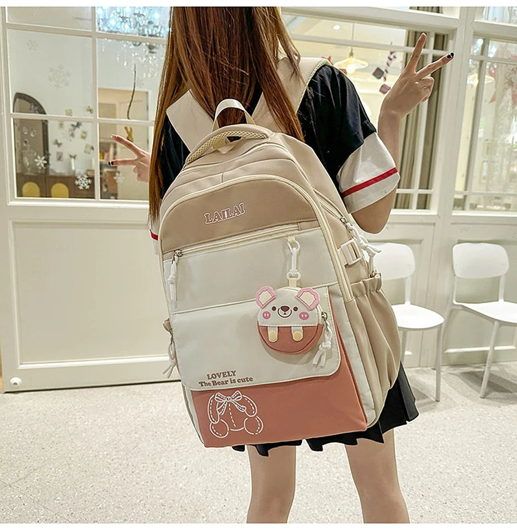 Schoolbag, a lightweight and large - capacity backpack designed for junior high school girls, aiming to relieve pressure and pro