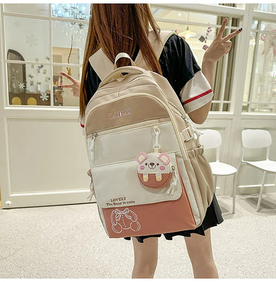 Schoolbag, a lightweight and large - capacity backpack designed for junior high school girls, aiming to relieve pressure and pro