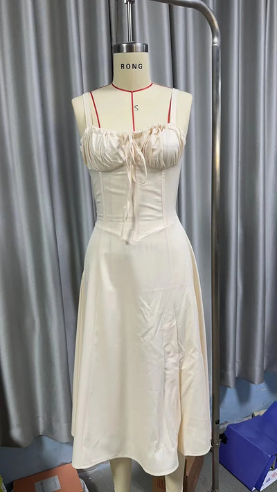 Elegant Long Dresses For Women 2025 Summer Sexy Sling Sleeveless Backless Bandage Party Dress Female Solid Color Maxi Vestidos