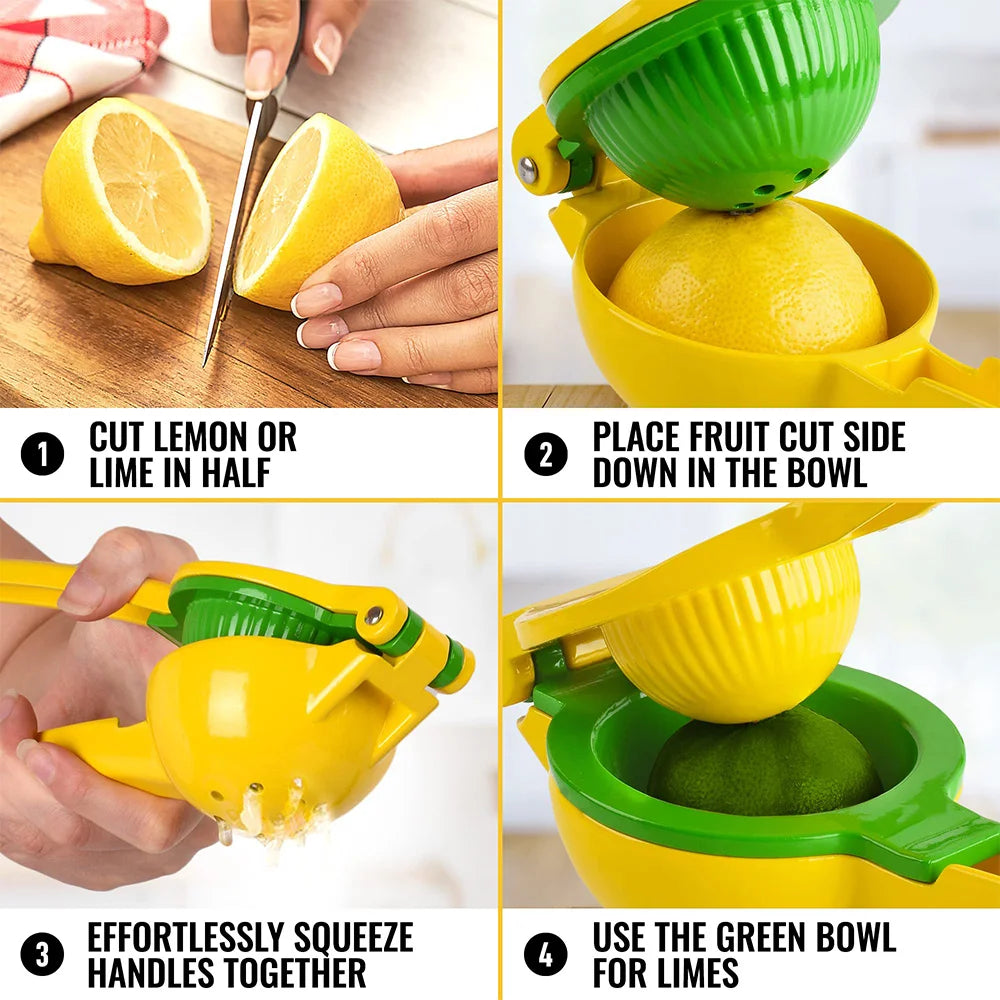 2 in 1 Fresh Orange Citrus Lime Lemon Squeezer Fresh Fruit Juice Presser Metal Hand Press Extractor Portable Manual Juicer