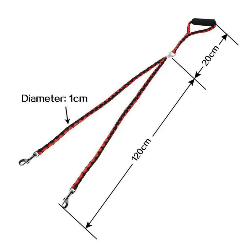 1.4m Dog Double Leash 2-Way Couplers